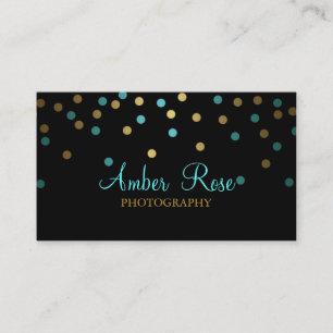 Tarjeta de visita Gold & Blue Confetti