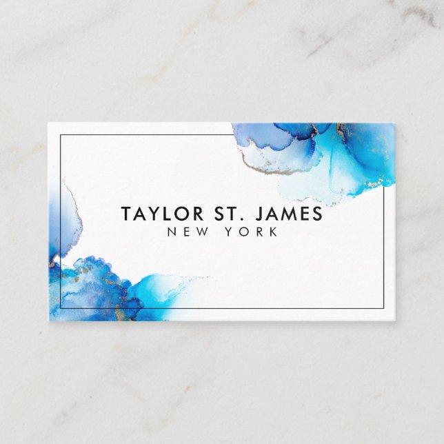 Tarjeta De Visita Gold Blue Paintter Splatter Professional (Anverso)