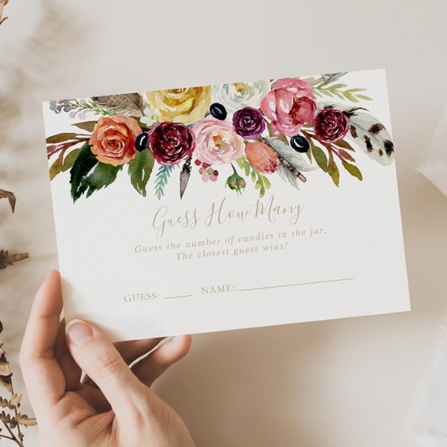 Tarjeta De Visita Gold Boho Floral adivina cuántas cartas de juego (Subido por el creador)