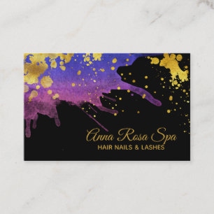 Tarjeta De Visita *~* Gold Bold Abstract Purple Watercolor Luxe
