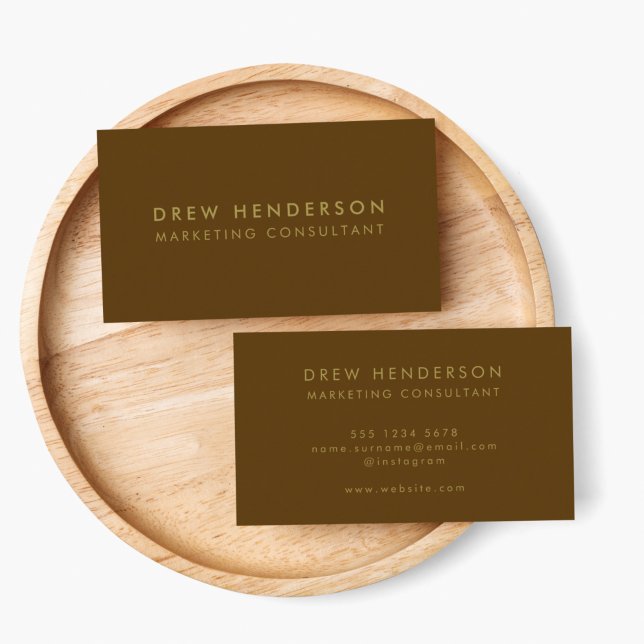 Tarjeta De Visita Gold Brown | Bronce profesional moderno Minimalist (Make a lasting impression with this sleek bronze brown and gold custom business card design)