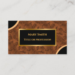 Tarjeta de visita Gold Brown Damask de lujo
