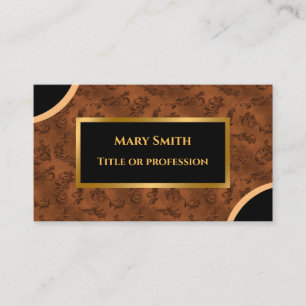 Tarjeta de visita Gold Brown Damask de lujo