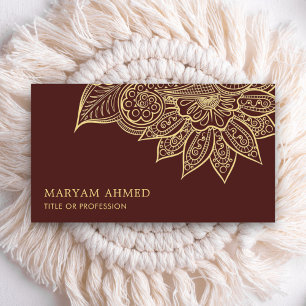 Tarjeta De Visita Gold Brown Henna Mehndi Islamic