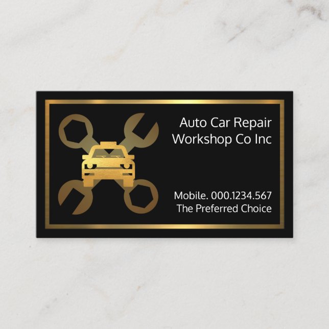 Tarjeta De Visita Gold Car Spanner Set Mechanical Repair (Anverso)