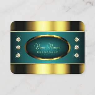 Tarjeta De Visita Gold de lujo y Verde azulado con Diamonds Profesio