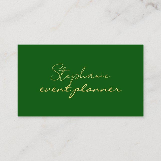 Tarjeta De Visita Gold Emerald Green Modern Custom Name Professional (Anverso)