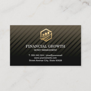 Tarjeta De Visita Gold Financial Icon Profesional Black Modern