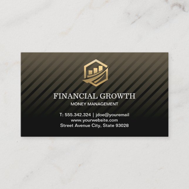 Tarjeta De Visita Gold Financial Icon Profesional Black Modern (Anverso)
