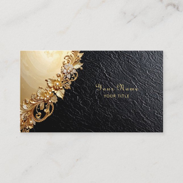 Tarjeta De Visita Gold Floral Embellishments Business Card (Anverso)