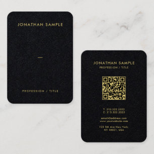 Tarjeta De Visita Gold Font QR Code Premium Negro Mighurioso