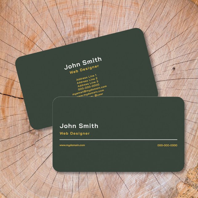 Tarjeta de visita Gold & Forest Green (Gold & Forest Green Stylish Business Card)