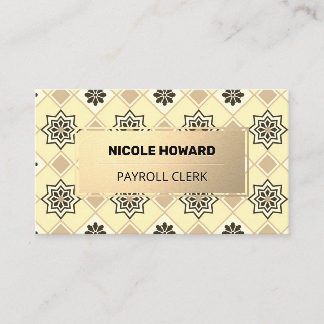Tarjeta De Visita Gold Frame | Gold Tile Pattern (Anverso)