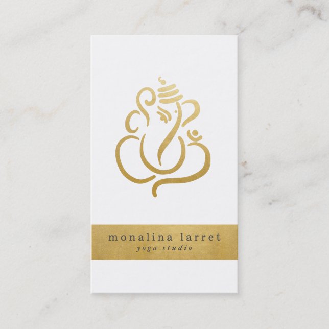 Tarjeta De Visita Gold Ganesh Indian God Yoga Studio (Anverso)