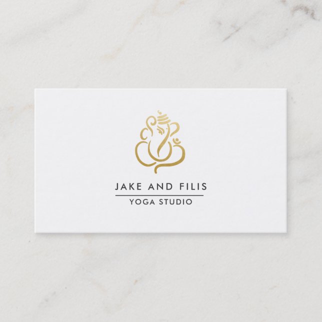 Tarjeta De Visita Gold Ganesh Indian God Yoga Studio (Anverso)