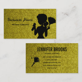 Tarjeta De Visita Gold Glitter Cleaning Service Housekeeper Maid