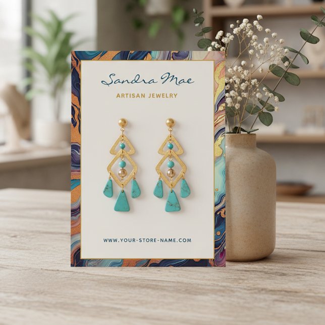 Tarjeta De Visita Gold Glitter Marble Earring Jewelry Display Card (Subido por el creador)