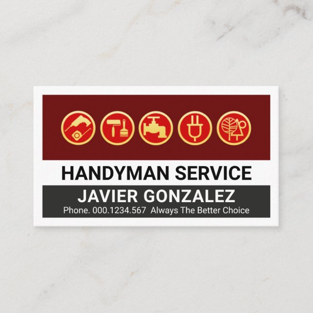 Tarjeta De Visita Gold Handyman Repair Tool Layers (Anverso)