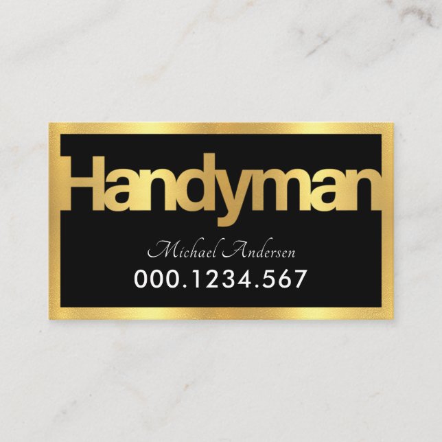 Tarjeta De Visita Gold Handyman Signage Frame (Anverso)