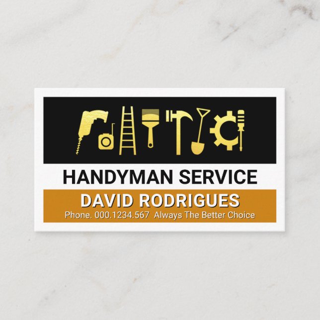 Tarjeta De Visita Gold Handyman Tools Layers (Anverso)