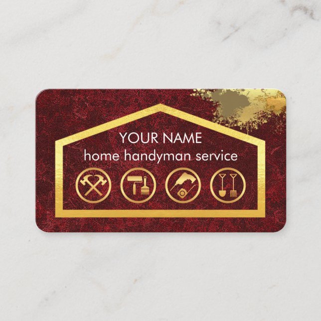 Tarjeta De Visita Gold Handyman Tools On Building Frame (Anverso)