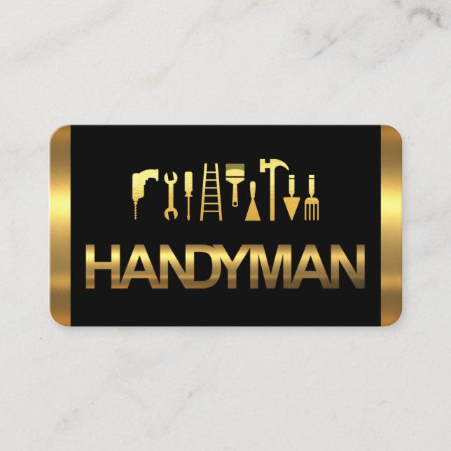 Tarjeta De Visita Gold Handyman Tools On Gold Layers (Anverso)
