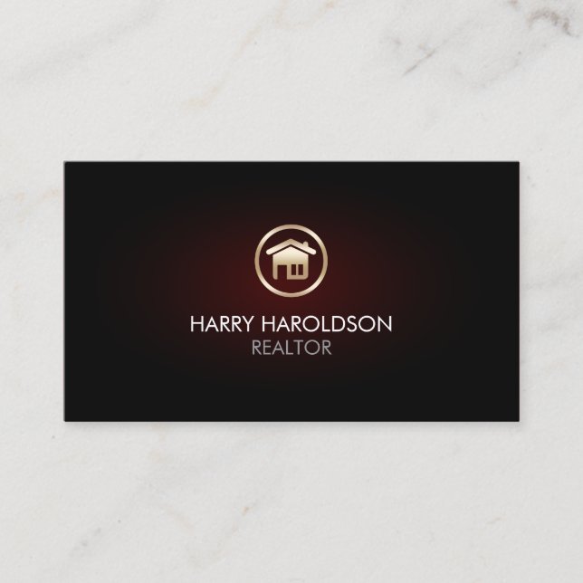 Tarjeta De Visita Gold Home Remodeling House Icon Business Card (Anverso)