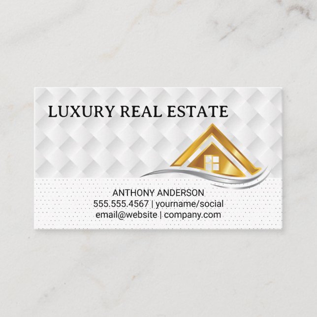 Tarjeta De Visita Gold House Logo | Real Estate Logo (Anverso)