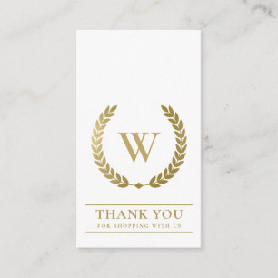 TARJETA DE VISITA GOLD LAUREL WREATH INITIAL LOGO BUSINESS GRACIAS