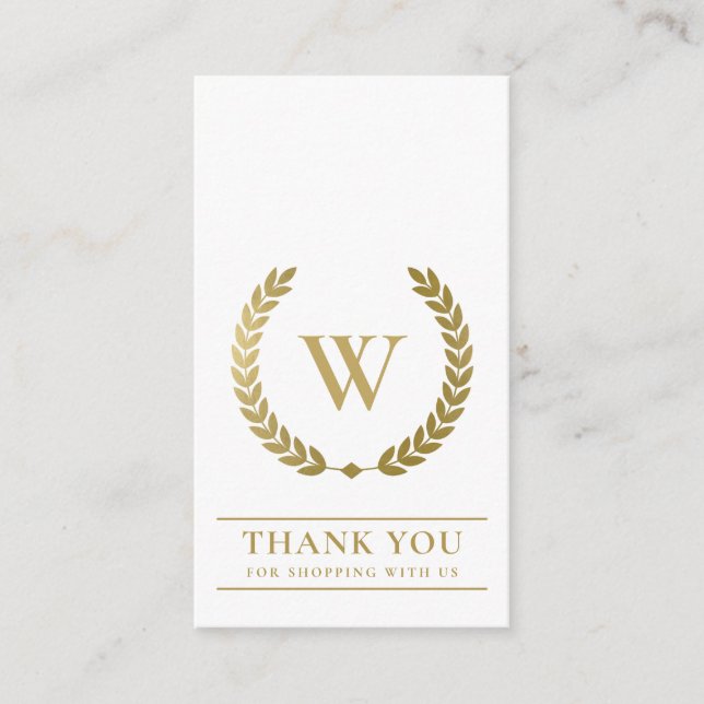 TARJETA DE VISITA GOLD LAUREL WREATH INITIAL LOGO BUSINESS GRACIAS (Anverso)