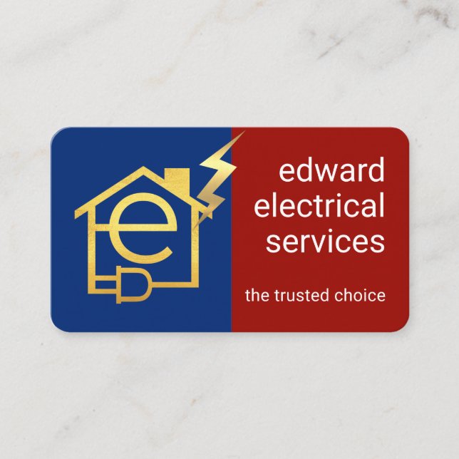Tarjeta De Visita Gold Letter-e Home Electrical Circuit (Anverso)