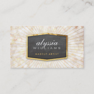 Tarjeta De Visita GOLD LOGO art deco elegante sunburst bokeh gris