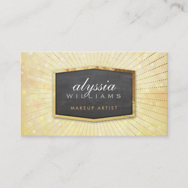 Tarjeta De Visita GOLD LOGO arte deco elegante bonito bokeh amarillo (Anverso)