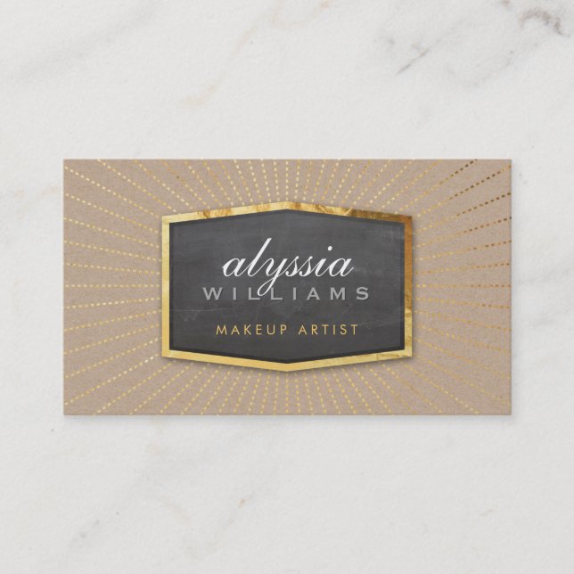 Tarjeta De Visita GOLD LOGO arte deco elegante bronceado inteligente (Anverso)