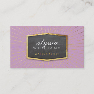 Tarjeta De Visita GOLD LOGO arte deco elegante bronceado lila gris