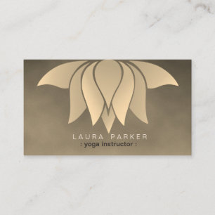 Tarjeta De Visita Gold Lotus Flower Yoga Instructor Meditation Retro