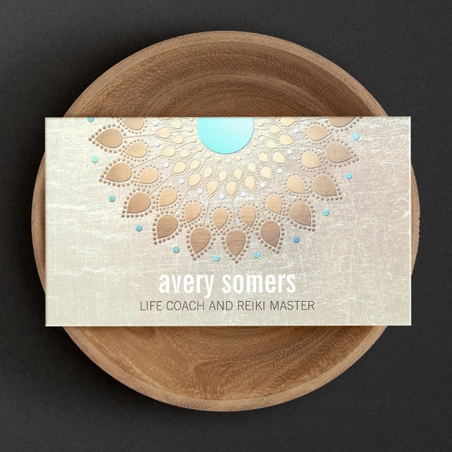 Tarjeta De Visita Gold Lotus Yoga and Meditation Teacher Health Spa (Subido por el creador)