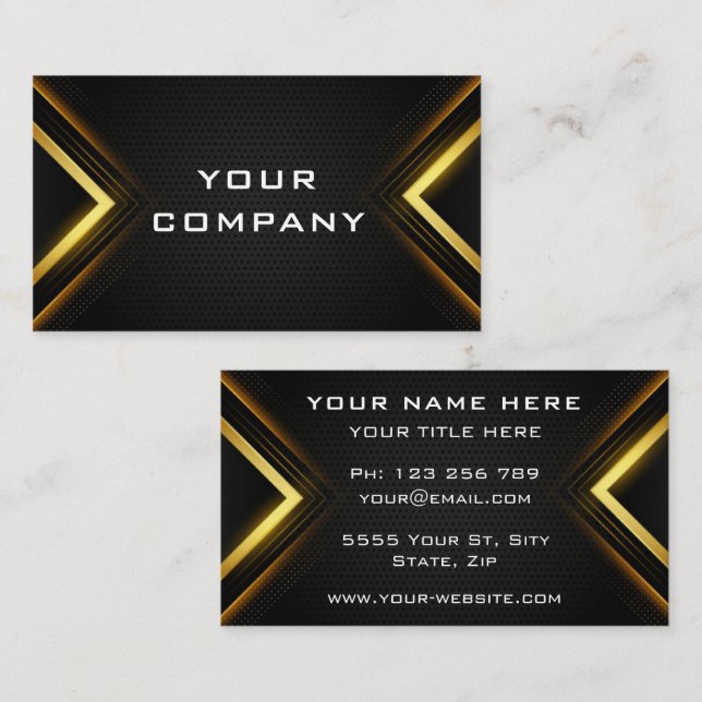 Tarjeta de visita Gold Luxury Black Professional (Anverso / Reverso)