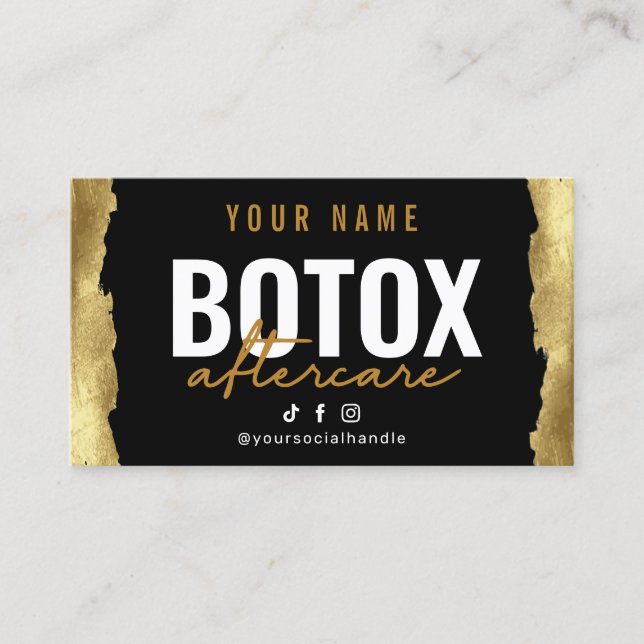 Tarjeta De Visita Gold Luxury Botox Aftercare Card (Anverso)