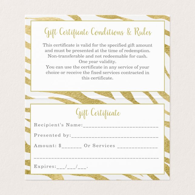 Tarjeta de visita Gold Luxury Folts (Interior desplegado)