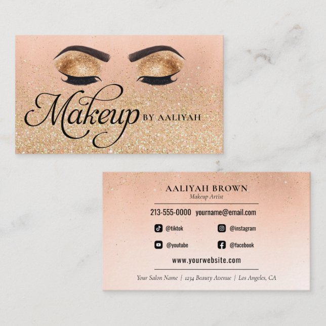 Tarjeta de visita Gold Luxury Glam Eyes Beauty Sal (Anverso / Reverso)
