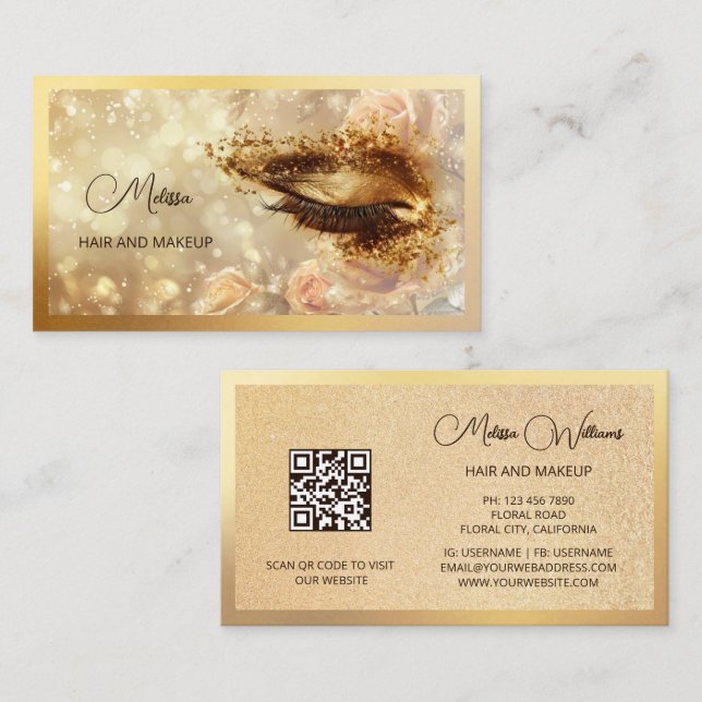 Tarjeta De Visita Gold Make Up Eye Lashes (Anverso / Reverso)