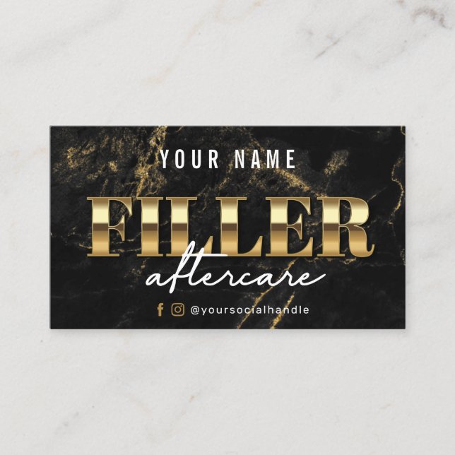 Tarjeta De Visita Gold Marble Luxury Filler Aftercare Card (Anverso)