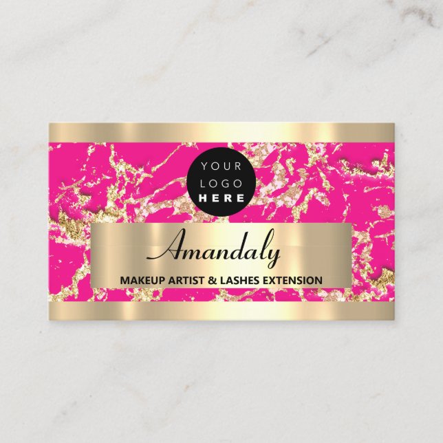 Tarjeta De Visita Gold Marble Purpurina Fashion Beautique Shop SPA (Anverso)