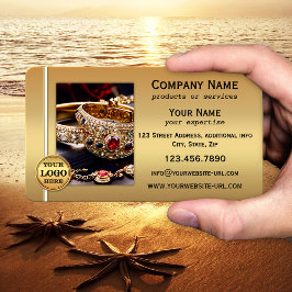 Tarjeta De Visita Gold Metallic QR Code and Photo Professional 