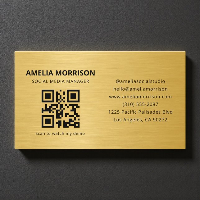 Tarjeta De Visita Gold Metallic QR Code Minimalist Professional (Subido por el creador)