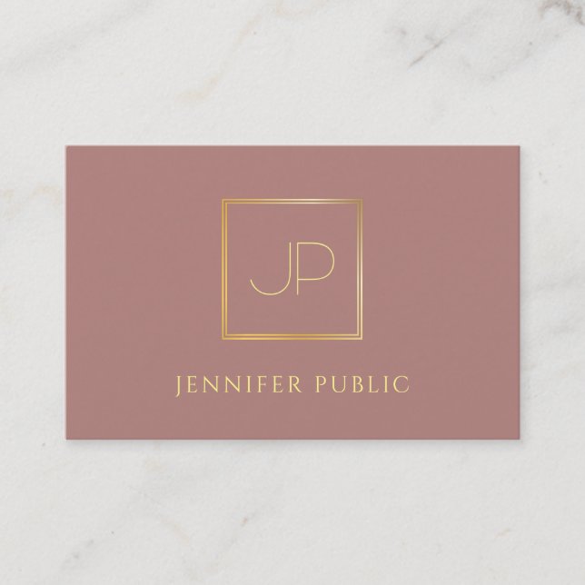 Tarjeta De Visita Gold Monogram Modern Template Professional Luxury (Anverso)