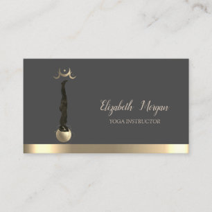 Tarjeta De Visita Gold Moon Women Silhouette Yoga Instructor