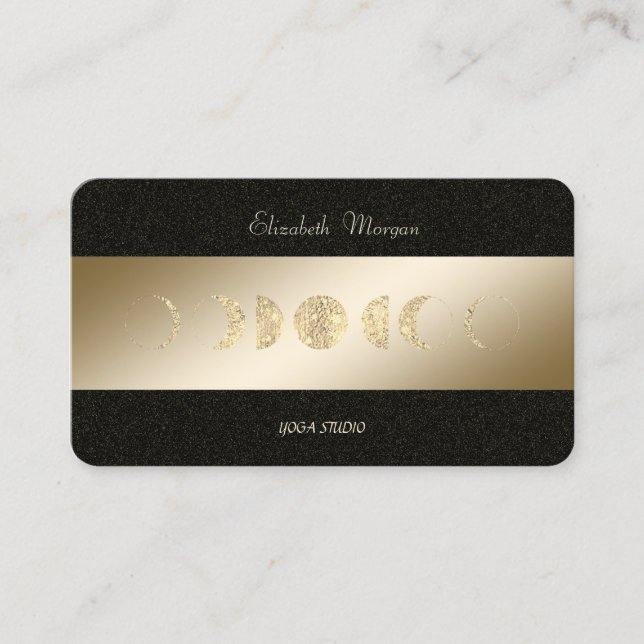 Tarjeta De Visita Gold Moons Gold Black Yoga Studio (Anverso)