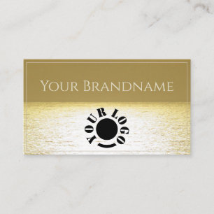 Tarjeta De Visita Gold Ocean Black Bird Palm Silhouette Profesional